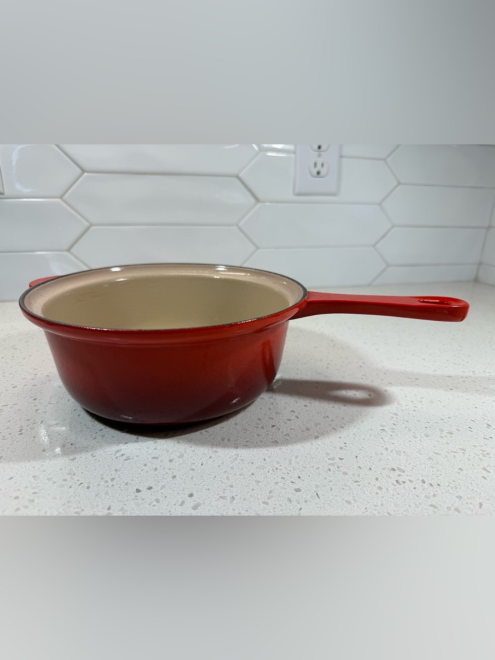 LE CREUSET #22 Cerise Enamel Cast Iron Made In France Pot NO LID